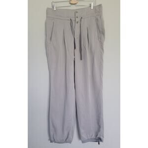 RLX Ralph Lauren Womens 10 Linen Tencel Pants High Rise Tie Ankle Gray